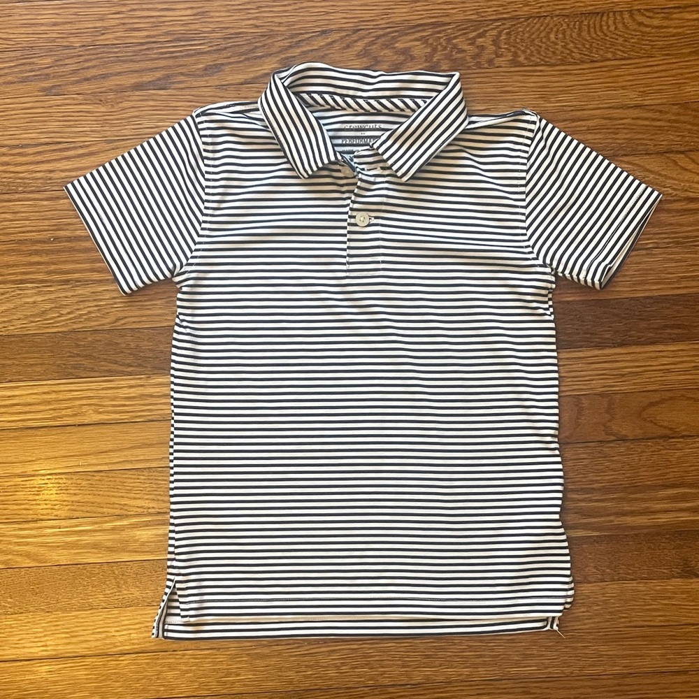 J. Crew Navy and White Striped Polo